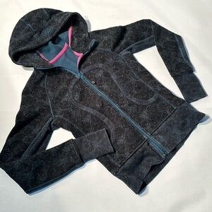 Lululemon FloralScuba Hoodie Womens 4 Full Zip Thumbholes